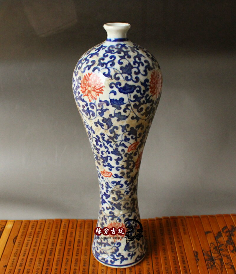 景德鎮陶瓷器 仿古瓷器收藏 家居博古架擺件梅瓶美人瓶花瓶做舊1入