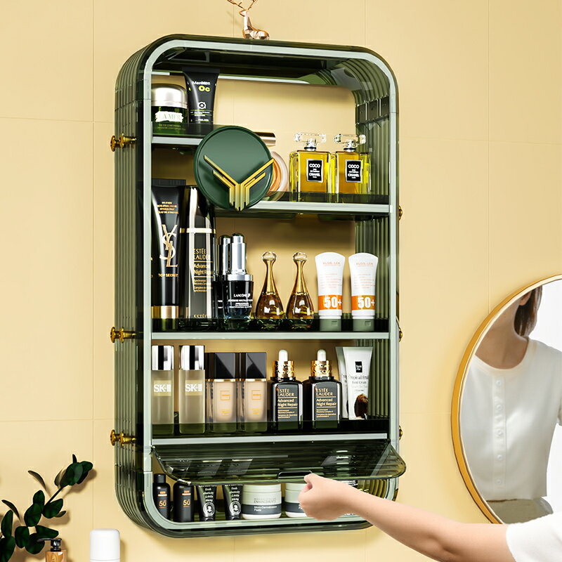 化妝品收納盒掛壁式家用整理免打孔衛生間浴室護膚品置物架【Q】