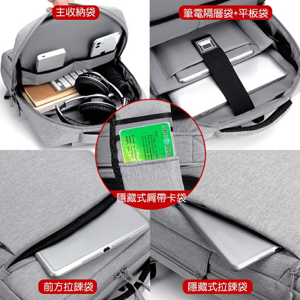 ISONA 16吋雙肩背帶電腦包 筆電包 後背包 雙肩包 書包 電腦後背包 macbook筆電平板輕薄優質防水牛津布材質 5