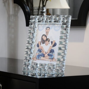 時尚水晶玻璃相框擺臺 6寸7寸創意結婚禮物 樣板房水晶相框擺件