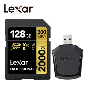 Lexar® 128GB Professional 2000x SDXC™ UHS-II V90記憶卡(含讀卡機) 【APP下單點數 加倍】