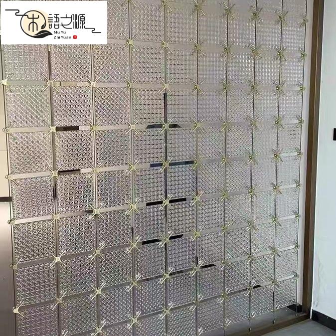 免運 快速出貨網紅水晶玻璃屏風隔斷家用售樓部酒店大堂會所別墅客廳定製
