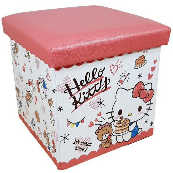 【震撼精品百貨】凱蒂貓 Hello Kitty 臺灣授權 SANRIO三麗鷗 KITTY皮質折疊收納箱 (粉鬆餅款)#19333 震撼日式精品百貨