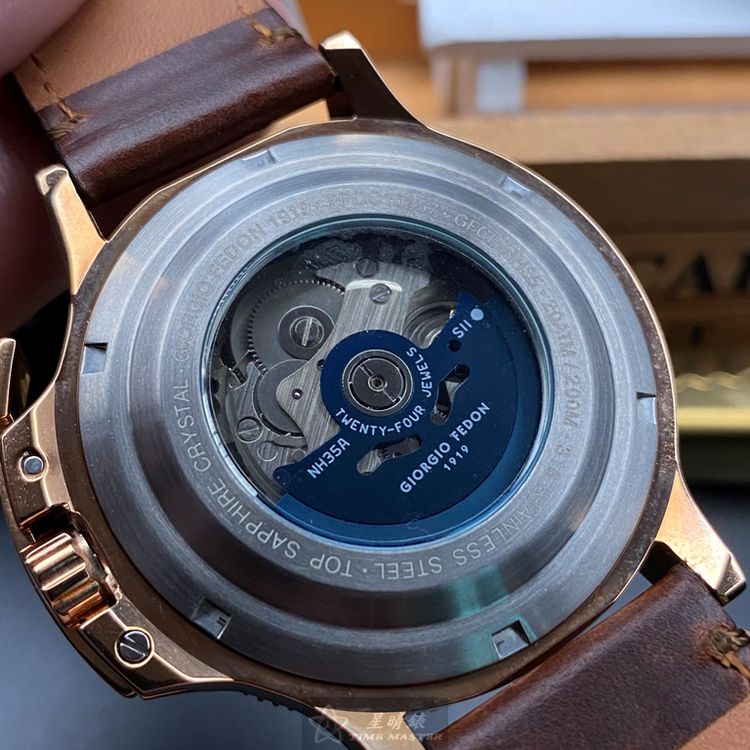 點數9%★GiorgioFedon1919手錶,編號GF00026,44mm玫瑰金圓形精鋼錶殼,古銅色潛水錶, 運動錶面,咖啡色真皮皮革錶帶款,值得珍藏好物!【APP下單享9%點數上限5000點】 5