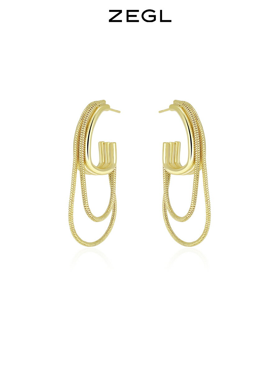 ZEGL鏈條耳環女小眾設計感氣質耳釘2022年新款潮925銀針復古耳飾
