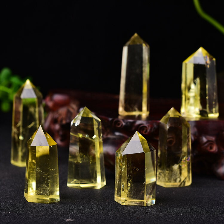 天然黃水晶柱黃色水晶礦石消磁六棱居家擺件公司店鋪禮品開業原石