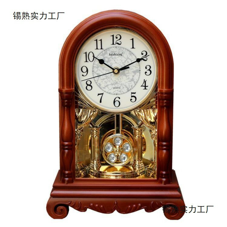 敲點鐘表歐式檯鐘客廳大號創意簡約音樂報時臺式復古個性靜音座鐘