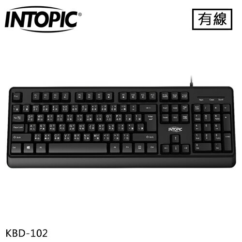 INTOPIC 廣鼎 防潑水多媒體有線鍵盤 黑 (KBD-102)原價370(省41)