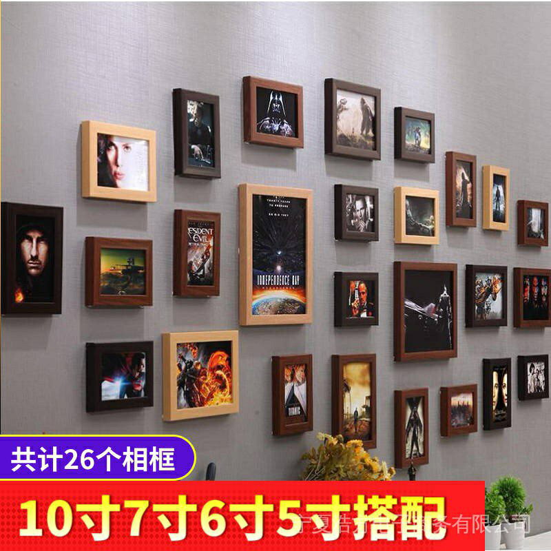 新品?熱銷?列印照片 26框 簡歐風相框牆組合歐式相框創意掛牆相片牆客廳掛畫簡約北歐日式實木照片牆 鹿頭 相框組 相框照 3