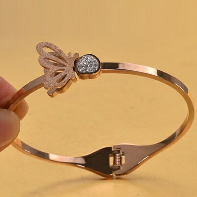 現貨+預購 玫瑰金手環 鑲鑽手鍊-磨砂蝴蝶精美母親節生日情人節禮物女飾品71ap66【獨家進口】【米蘭精品】