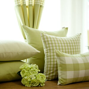 格子靠墊套客廳沙發靠墊抱枕套靠枕套不含芯綠色純色抱枕家用定做