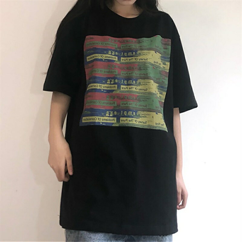 美式復古黑色短袖t恤女夏季薄款寬松ins潮oversize原宿風半袖上衣