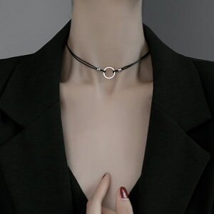925純銀脖頸鏈女年新款項圈雙層項鏈圓圈個性頸帶脖子飾品潮