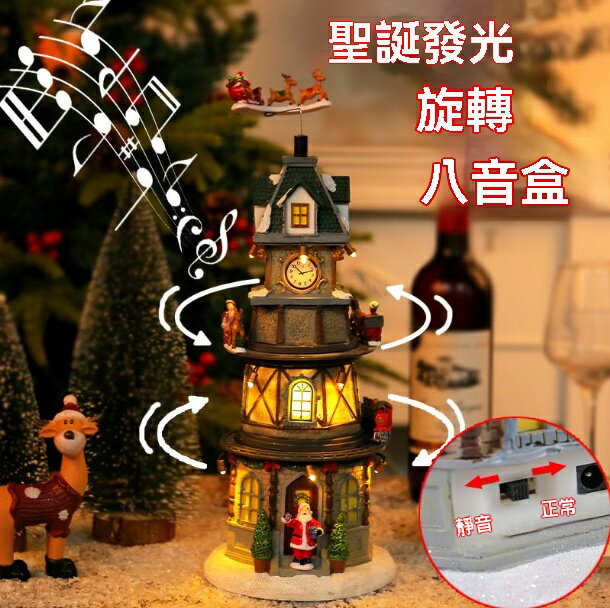 聖誕禮物 生日禮物 交換禮物 八音盒 港之戀圣誕禮物批發新款亞馬遜圣誕發光旋轉八音盒兒童生日小夜燈 八折減免 特價出 限時減免