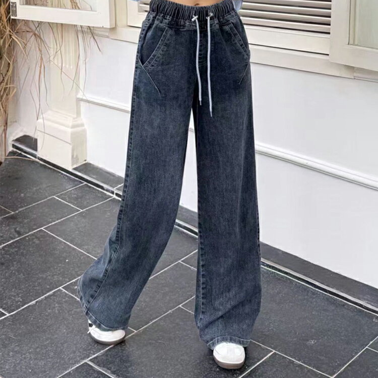 藍調黑牛仔寬褲(S-3L)【B370521】