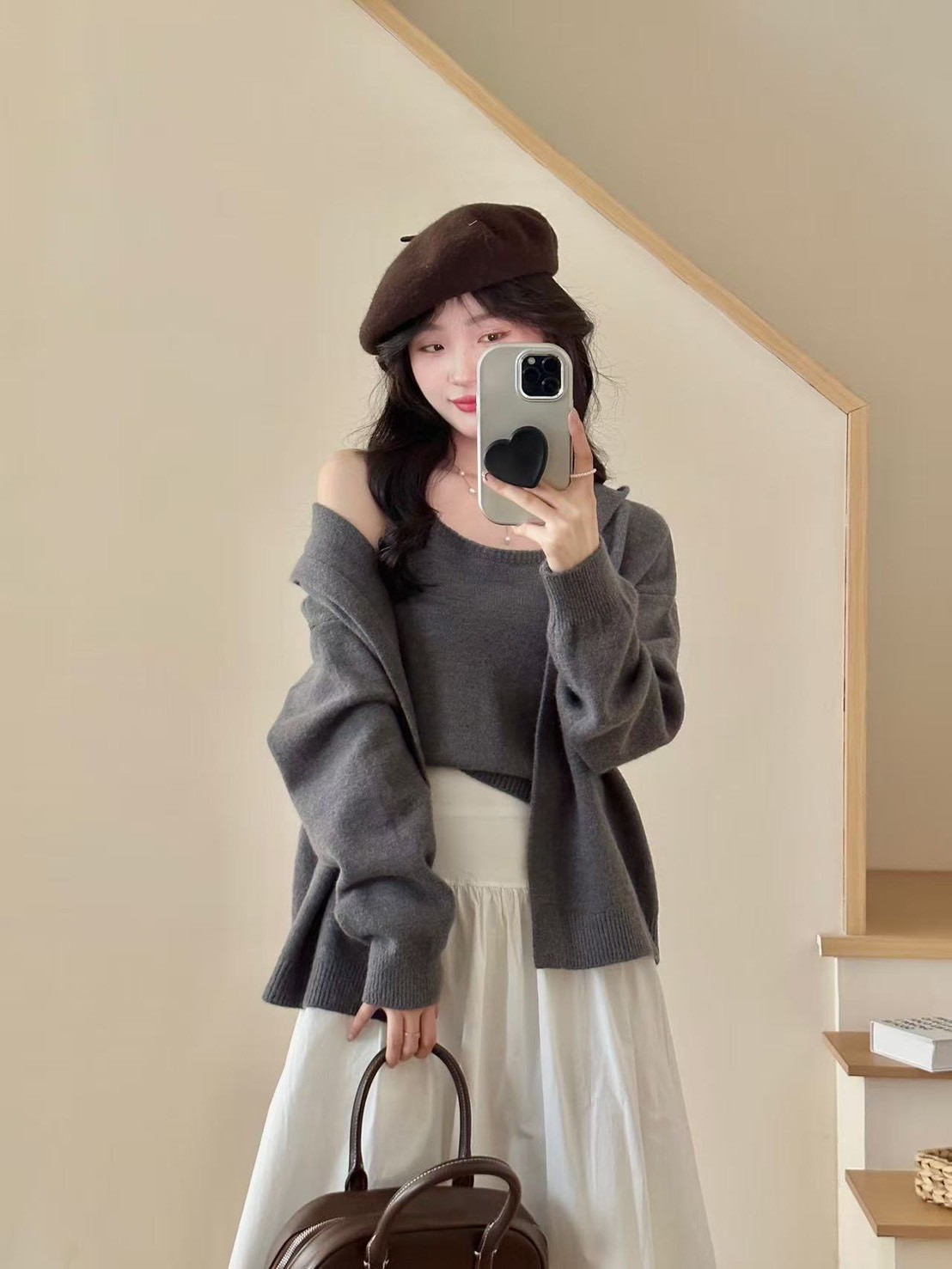 羊毛絨連帽外套+背心二件組-5色 【B393272】