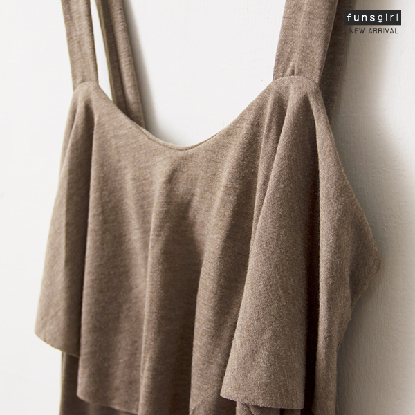 funsgirl芳子時尚 【B190727】輕薄透素面荷葉領口無袖細肩連身長裙-6色 現+預 2