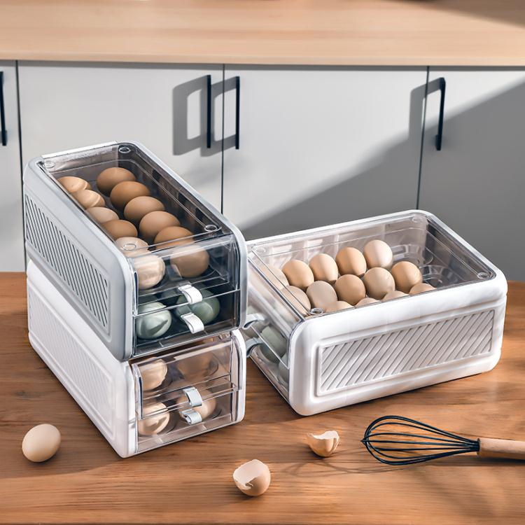 抽屜式冰箱裝雞蛋家用收納盒保鮮架托神器放食物食品儲物廚房整理 「快速出貨」