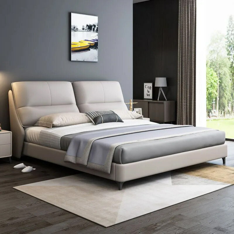 優樂悅~意式輕奢皮床現代簡約小戶型雙人床1.8米主臥婚床1.5m儲物軟包床