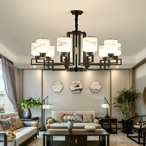 新中式客廳燈LED大氣吊燈中國風古典別墅復式樓餐廳臥室書房燈具