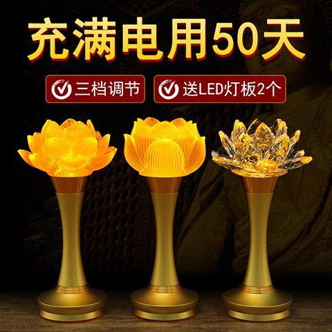 限時下殺 免運 可開立發票 臺灣公司 充電水晶佛堂蓮花燈神臺燈佛燈佛前宮燈長明燈插電LED供佛燈宮燈