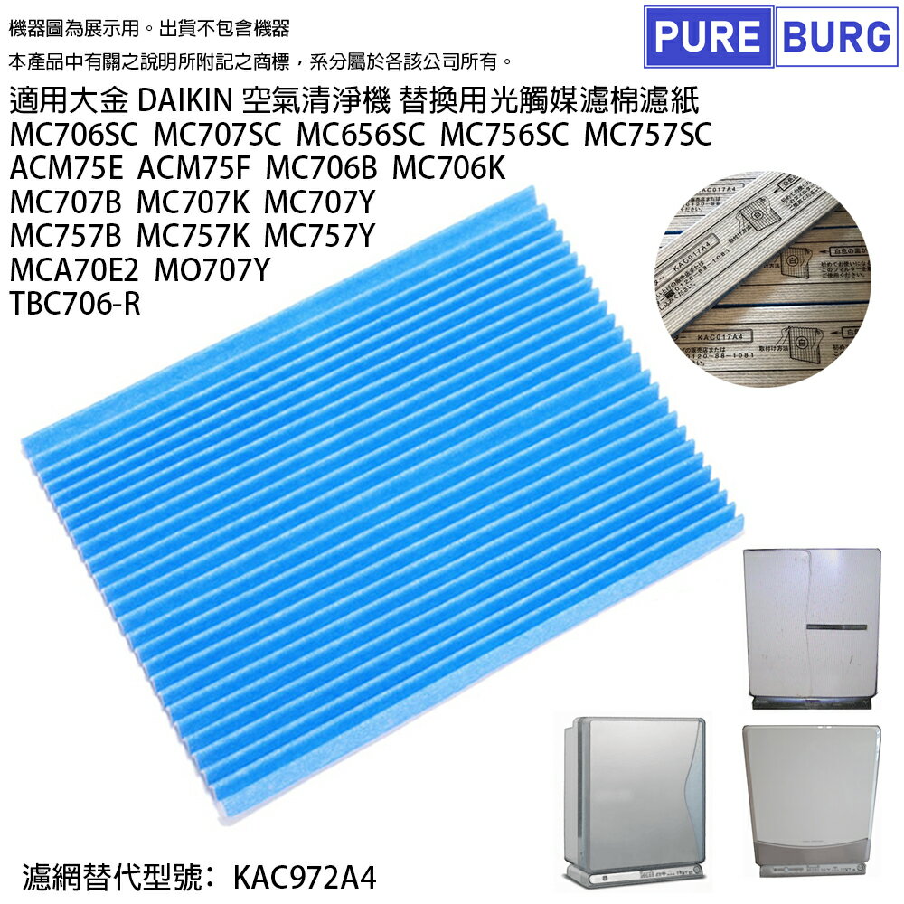 適用DAIKIN大金MC706SC MC707SC MC656SC MC756SC MC757SC空氣清淨機藍色光觸媒濾棉濾紙