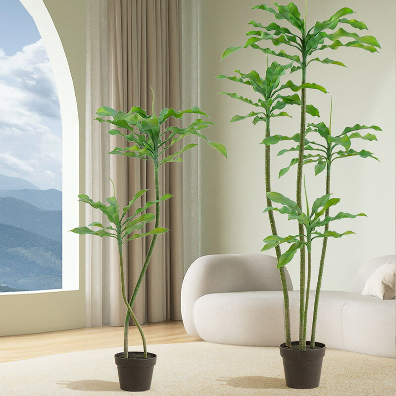 模擬綠植 發財樹 仿真植物 盆栽 盆景新款仿真植物螺紋鐵落地盆栽室內家居客廳裝飾擺件造景假樹綠植