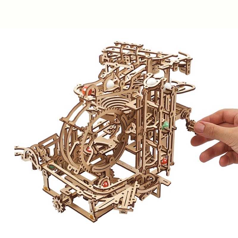 強強滾生活 UGEARS - 瘋狂彈珠台2號 滾球機關 彈珠雲霄飛車 動力模型 木製模型 積木玩具 3