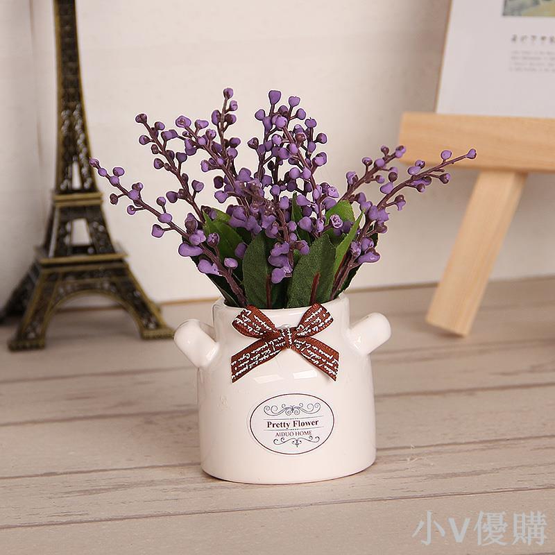 小V 店鋪辦公室展櫃裝飾模擬盆栽小擺件綠植假花植物客廳模擬花卉