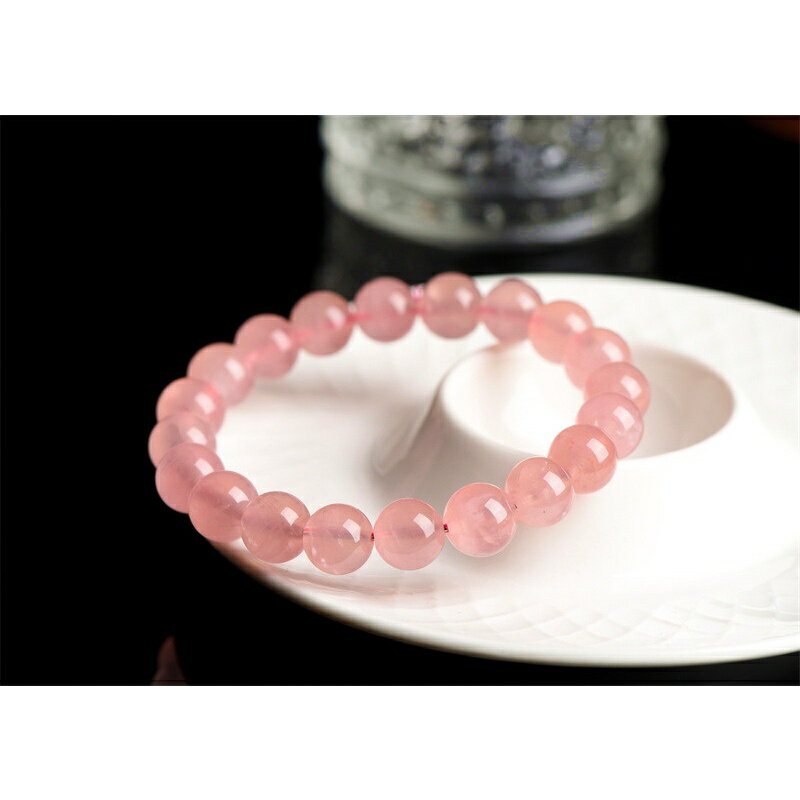 ISONA 7A級圓珠順髮絲天然馬粉水晶手鏈粉水晶手串珠水晶串珠水晶手鍊 3