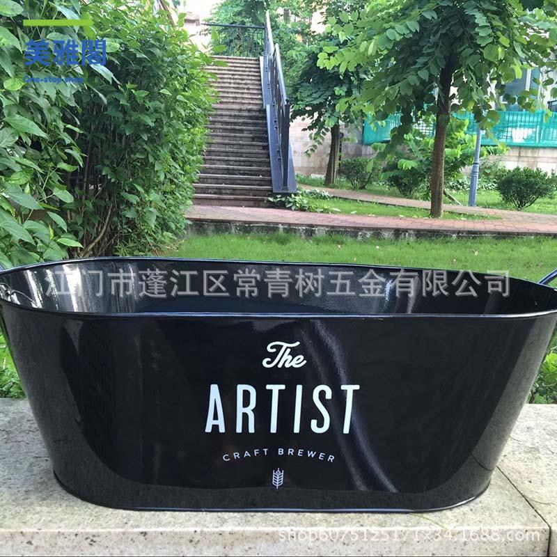 啤酒框香檳洋酒桶長圓形冰桶盆戶外露營元寶型冰桶黑色酒吧啤酒桶myg7232