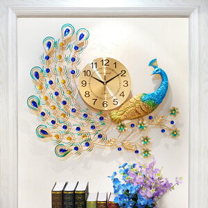 鐘表孔雀掛鐘客廳家用時尚簡約創意歐式大氣靜音石英鐘表掛墻時鐘