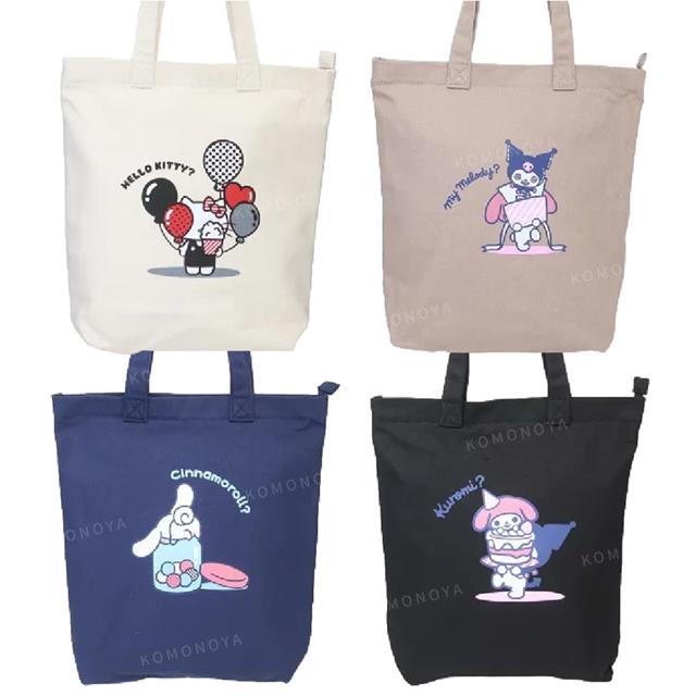 小禮堂 Sanrio 三麗鷗 棉質直式肩背袋 (遮臉款) Kitty 大耳狗 酷洛米