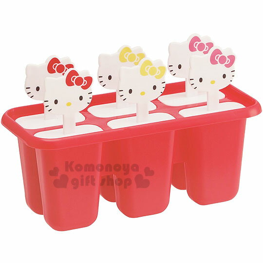 小禮堂 Hello Kitty 造型塑膠冰棒模型 製冰棒器 製冰盒 DIY冰棒 (6入 紅 大臉)