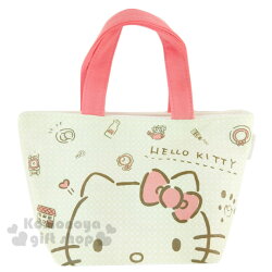 〔小禮堂〕Hello Kitty 棉質便當提袋《米灰.粉把手.大臉.房子.公雞.多圖》