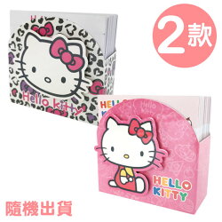 〔小禮堂〕Hello Kitty 方形便條紙《2款.隨機出貨.粉/側坐.紅吊帶褲.白/豹紋大臉》
