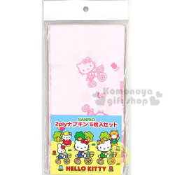 〔小禮堂〕Hello Kitty 日製餐巾紙《5入.粉.腳踏車》銅板小物