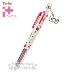 〔小禮堂〕Hello Kitty 日製多色原子筆《5色.白紅.愛心.草莓.附耳機塞吊飾.0.4mm》幸福女孩系列