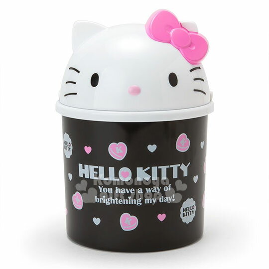 小禮堂 Hello Kitty 造型掀蓋式垃圾桶《M.白黑.大臉.愛心》