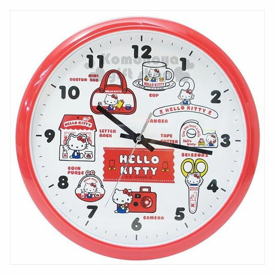 〔小禮堂〕Hello Kitty 超靜音圓形掛鐘《紅白.日月品集合.多圖案》時鐘