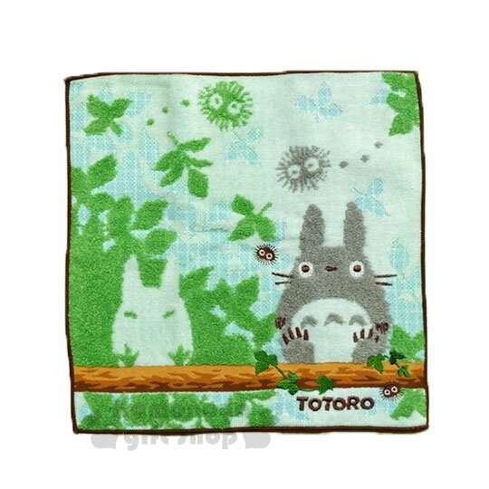 小禮堂 宮崎駿 Totoro龍貓 小方巾《灰綠.樹林.龍貓.坐姿》25x25cm