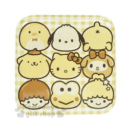 〔小禮堂〕Sanrio 大集合 陶瓷方盤《黃.格紋.大臉.多角色》可微波加熱.黃金麵包屋系列