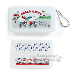 〔小禮堂〕Hello Kitty 日製OK蹦收納盒《白.騎腳踏車.朋友》收納盒.飾品盒