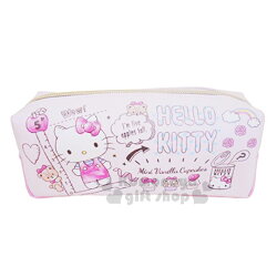 〔小禮堂〕Hello Kitty 帆布拉鍊筆袋《粉.蛋糕.小熊.滿版》收納包.化妝包.萬用包