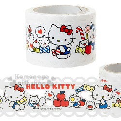 〔小禮堂〕Hello Kitty 蕾絲寬版紙膠帶《紅白.經典吊帶褲》30mmx5m.裝飾.包裝禮物