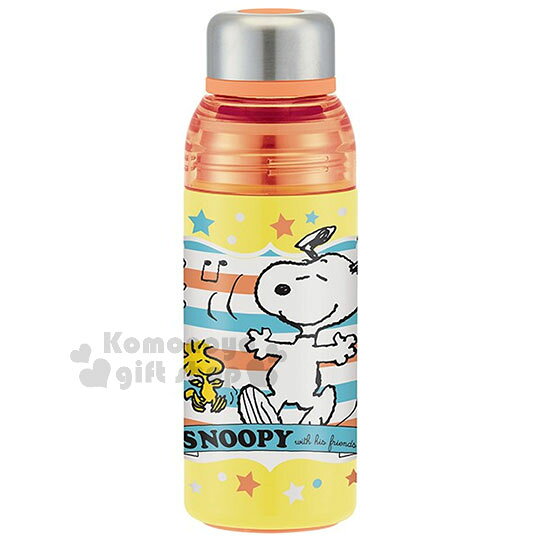 小禮堂 史努比 不鏽鋼保冷瓶《黃.星星.跳舞》400ml.水壺.水瓶