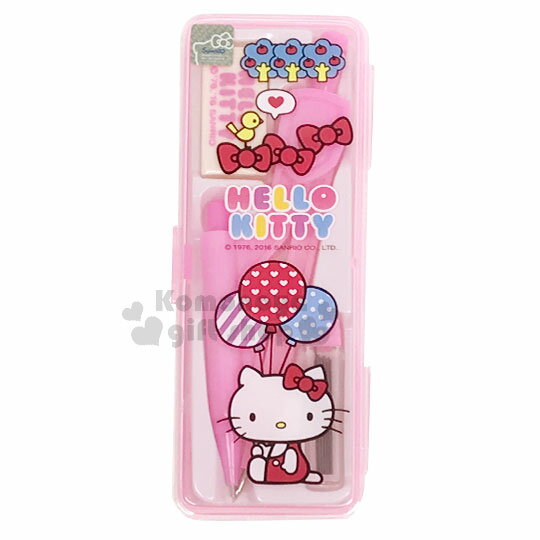 〔小禮堂〕Hello Kitty 盒裝圓規組《粉.坐姿.拿氣球》繪圖工具