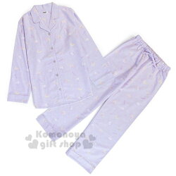 〔小禮堂〕雙子星 絨毛長袖居家服套裝《淡紫.滿版.月亮》襯衫式.睡衣.休閒服