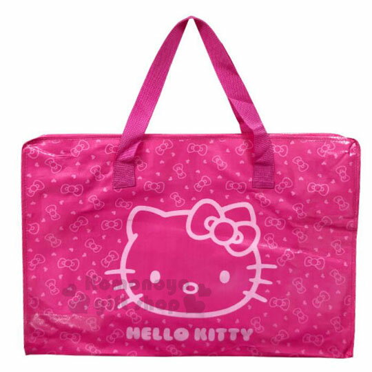 〔小禮堂〕Hello Kitty 大型購物袋《XL.桃.大臉.蝴蝶結》棉被袋.衣物收納袋.環保袋