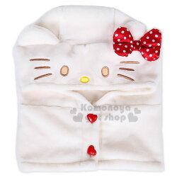 〔小禮堂〕Hello Kitty 兒童造型絨毛連帽保暖圍巾《白.大臉》保暖帽.2018溫暖禦冬系列